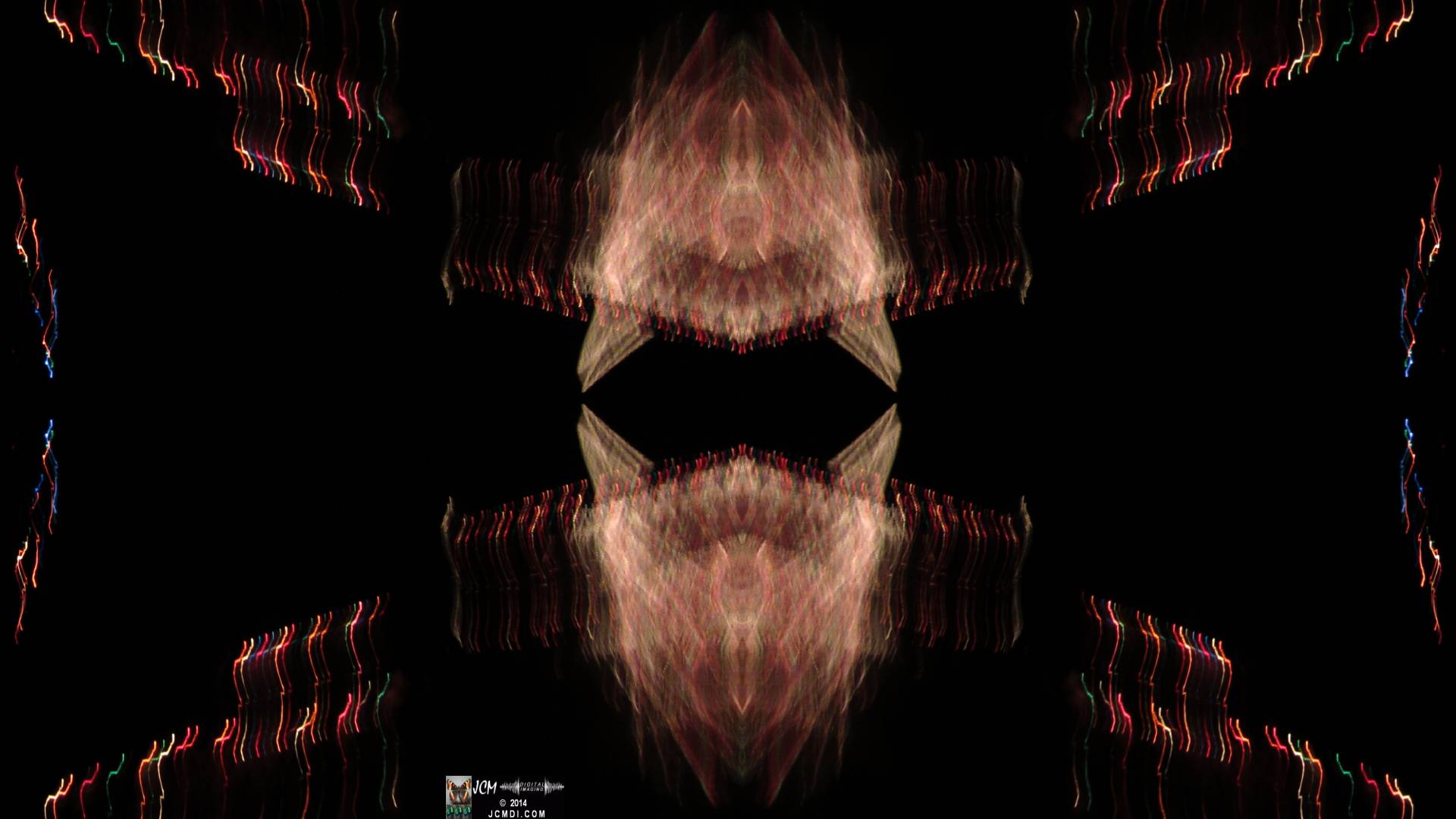 Quadroscopic Artwork made from an image of Abstract motion Christmas lights